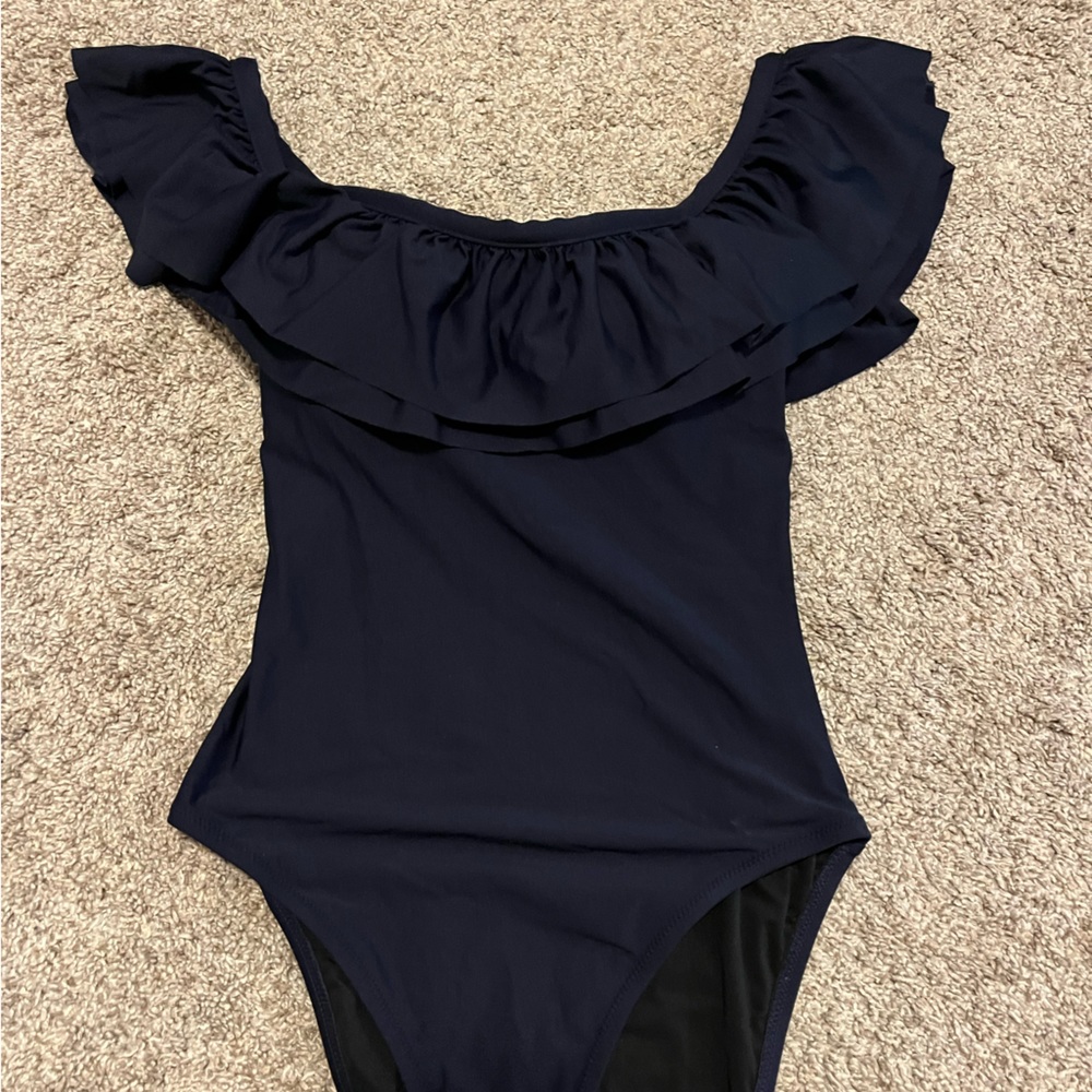JCrew Navy Ruffle One Piece - Picture 2 of 2